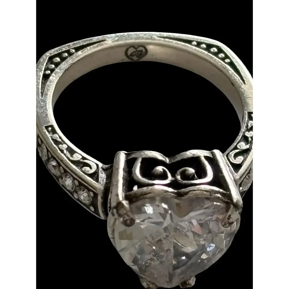 Brighton Ring Token Of Love Heart Size 5.5 Rare Find! Clear Crystal Heart NWOT - Picture 2 of 8